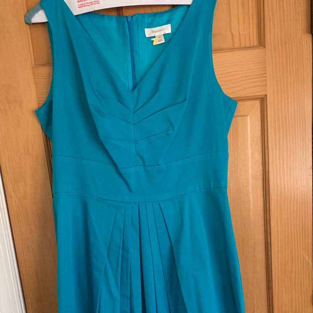 Dressy teal pleated dress